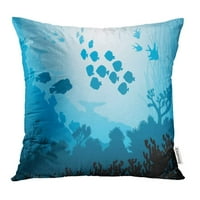 Podmorje podvodnog svijeta s različitim životinjama donje silueta ocean riblji jastučni jastuk