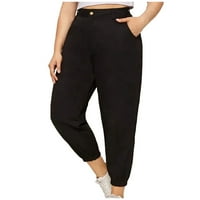 Yubatuo hlače za žene moda plus veličina labave čvrste platnene casual pantalone pantalone ženske hlače