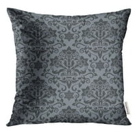 Siva kraljevska tamno siva i crna damaska ​​vintage uzorak starinski barokni bacaju jastučnicu za jastuk
