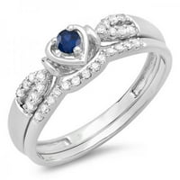 Zbirka dazzlingock 10k Blue Sapphire & White Diamond Streable u obliku svadbenog prstena za brisanje,