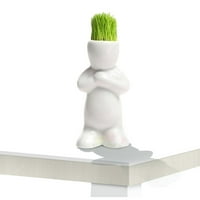 Vrtne diseminatore Mini bonsai glava travnata kosa bijela keramička vrta, drveta lutka travnata lonac