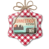Božićni ukras USA Rivers Connecticut River - New Hampshire Red Plaid Neonblond