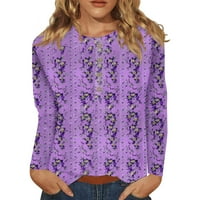 Fragarn Womens Ljetni vrhovi Duljine rukavi čipke V izrez Dressy Tops Trendy cvjetni bluzni majice
