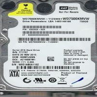 WD7500KMVW-11ZSMS1, DCM HHMTJNNN, Western Digital 750GB USB 2. Hard disk