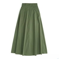 Ženska maxi suknja visoka struka Split Dugme Down Flowy duga suknja Ležerne prilike pune boje a-line