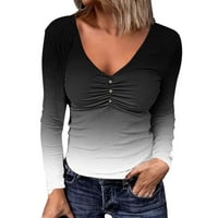 SKPBlutn Žene Ljetni vrhovi modni casual v calth gradijentni pringting dugih rukava casual bluza T majice