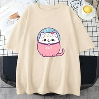 Jhpkjastronaut mačka u svemirskoj klasičnoj majici Manga pamuk ljeto kratki rukav duks harajuku modna