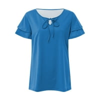 Ženski ljetni vrhovi ruffle kratki rukav V izrez bluze Flowy T majice vrh
