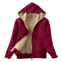 Ženska jakna Fleece obloženi kaput puna zip odjeća Teddy Overcoats Vanjski vinski crveni 4xl