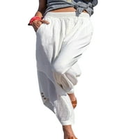 Paille ljetne harem hlače za žene srednje dizanje širokih nogu pant labavi fit capri pantalone joga
