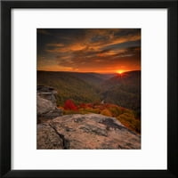 Zapadna Virdžinija, Blackwater Falls State Park zalazak sunca na planinskom pejzažu, scenski uokvireni