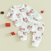 Arvbitana Toddler Baby Božićne odjeće Dječji odjeća Santa Claus Ispis Pulover dugih rukava + Elastične