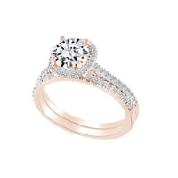 0. CARAT Okrugli bijeli prirodni dijamantski polukretni HALO Vjenčanje zaručnički prsten 18K pusni zlatni