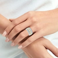 Poshadime Carat Round Moissanite Diamond Band Prstenovi - 10K žuti zlatni zaručni prsten za žene za