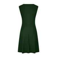 Lirclo Women's Plus size Bell rukava V omotač na vratima Redak Swing midi haljina zelena xl