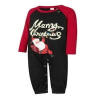 Jaweiwi Božićna porodica koja odgovara pidžami, pisma s dugim rukavima Santa Claus Print majica sa plaičnim
