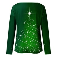 Dezsed Womens Božićne majice Košulje za čišćenje za žene Modni rukav Crewneck Božićno drvce Ispis Pulover