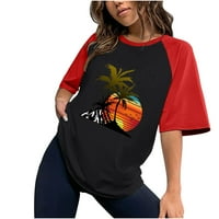Havajski palm plaže na vrhu ženske patchwork rukave s kratkim rukavima bluza s kratkim rukavima Ležerna