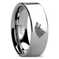 Igra prijestolja Wolf zima dolazi simbol Super Hero film Tungsten ugravirani prsten nakit - veličina