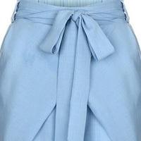 Airpow Clearence Ženska Ležerne prilike Labavi čvrsti džepni zavoj duge hlače pantalone Sky Blue XXL