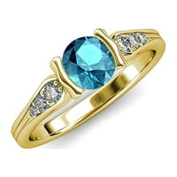 London Blue Topaz i dijamantni zaručni prsten 1. CT TW u 14K žutom zlatu.Size 8