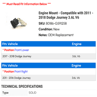 Mount motora - kompatibilan sa - Dodge Journey 3.6L V 2017