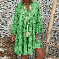Ženska haljina za plažu SMOCK dame Ljetni Boho Plus veličina labavih rukava s rukavima V-izrez Mini