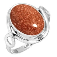 Sterling srebrni prsten za žene - djevojke smeđe zlato sunce dragulje srebrne prstene veličine 6. Elegantna
