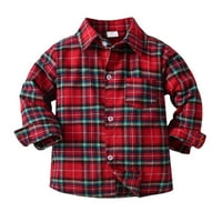 B91XZ Toddler Boys dugih rukava zimska jesenska košulja vrhova kaput kaput za babys odjeću plaćene crvene