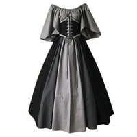 Meichang srednjovjekovna haljina za žene plus veličine renesansne haljine čipke prednjim haljinama rukava