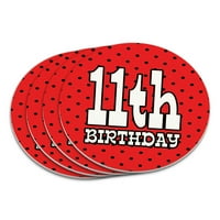 11. jedanaesti rođendan Crvena crna Polka Točke Coaster set
