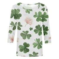 Ženska moda DAN St. Patrickov dan odštampala je labava majica Srednja rukava rukava za bluzu u okruglom