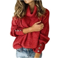 Modni džemperi WomenPullover za žene turtleneck pleteni džemper duks dugih rukava čvrstog boja modni elegantni džemperi padaju zime