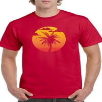 Raj oblačno ljeto palme Grafički muški crvena majica, muški x-veliki