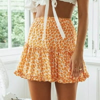 Mrat suknja Ljetne mini suknje cvjetne modne dame Ležerne prilike za ispis ruffles A-line Pleased čipke