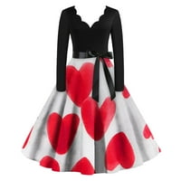 Džemper haljina za žene modne žene vintage dugih rukava za Valentinovo 1950S domaćica Večernja party