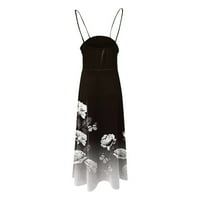 FOPP Prodavač Ženska ljetna casual modni ispisani suspenders Labava ljuljaška haljina tamno siva l