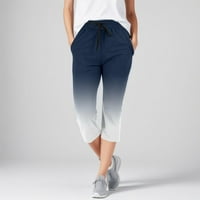 Hlače za ženske ležerne džepove čvrstih boja elastični pojas struk s dugim duljinama hlača