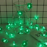 Aosijia St Patricks Day Decorations Shamrocks String Lights Baterija Podušena sa udaljenim FT LED-ima Lucky Clover Green Lights za ukras za spavaću sobu Indoor vanjski
