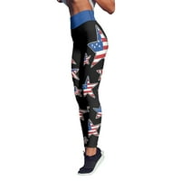 Žene Patriotske SAD-a Američka zastava Custom Boja gamaše Skinke Hlače za jogu trče pilates Black M
