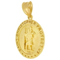 14k žuto zlato, sveti Christopher Medal Religious Privjesak nije oko ogrlice