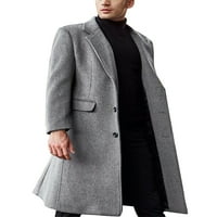 Muška vuna u mješavini kaput od pune boje graška jakna Slim fit za zimski topli jedno kaput s jednim