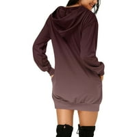 Plus veličine za žene Dressy Ženski povremeni gradijentni ispis dugih rukava duge pulover, smeđi