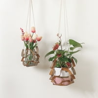 Viseći sadlosnik za zatvorene biljke sa stvarnim konopcem i kožnim cvjetnim nosačem nosača na otvorenom Viseća šetnica košara za kućni dekor