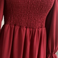 Zimske haljine za žensko čišćenje dugih rukava V-izrez Stripe neregularna visoka struka haljina za žene