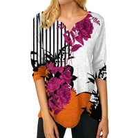 Novi dolasci majice s dugim rukavima za žene čišćenje casual pulover Ženske vrhove Cvjetni V-izrez Dugi