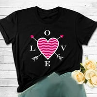Ženske košulje za Valentine Love Heart Grafički tiskani kratkih rukava Majice Ljetni casual labav fit
