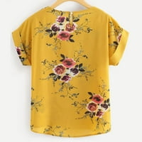 Majice za šume The Casual Tops O-izrez cvjetni print Kratki rukav Pulover TEE majica