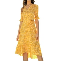 Haljine za čišćenje za žene plus veličine Vatrogasna prodaja Ženska modna kauzalna V-izrez Chiffon cvjetna