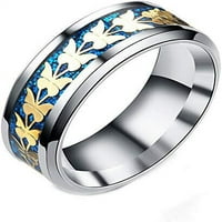 Vjenčani prstenovi žene čelični srebrni i plavi prsten zlatni leptir leptiri